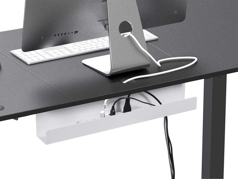 Monoprice Under Desk Cable Tray - Steel with Power Supply and Wire Management - Workstream Collection White - Image 4